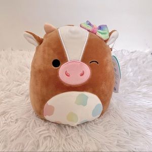 Griella the Cow Squishmallow Brown with Multicolored Spots and Bow